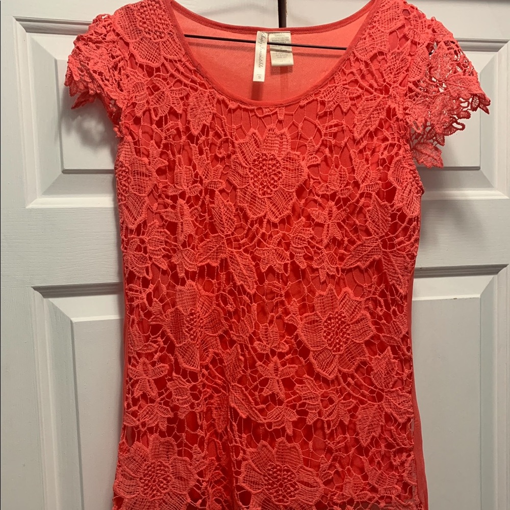 Coral lace shirt